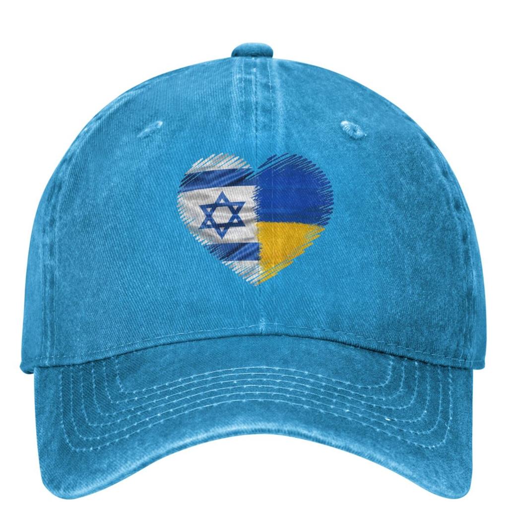 Israel Ukraine Israeli Ukrainian Heart Flag Baseball Cap Kpop Rock Trucker Dad Hat Men Adult Fashion Sun protection Snapback Cap