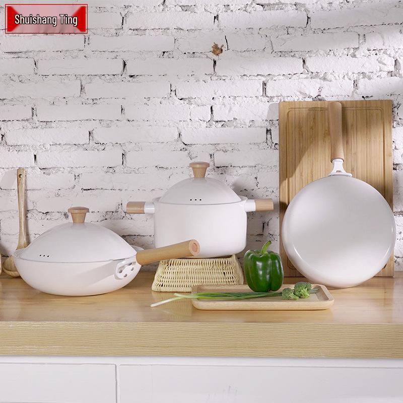 European Light Luxury Non-Stick Cookware Set: Wok, Frying Pan, Soup Pot.