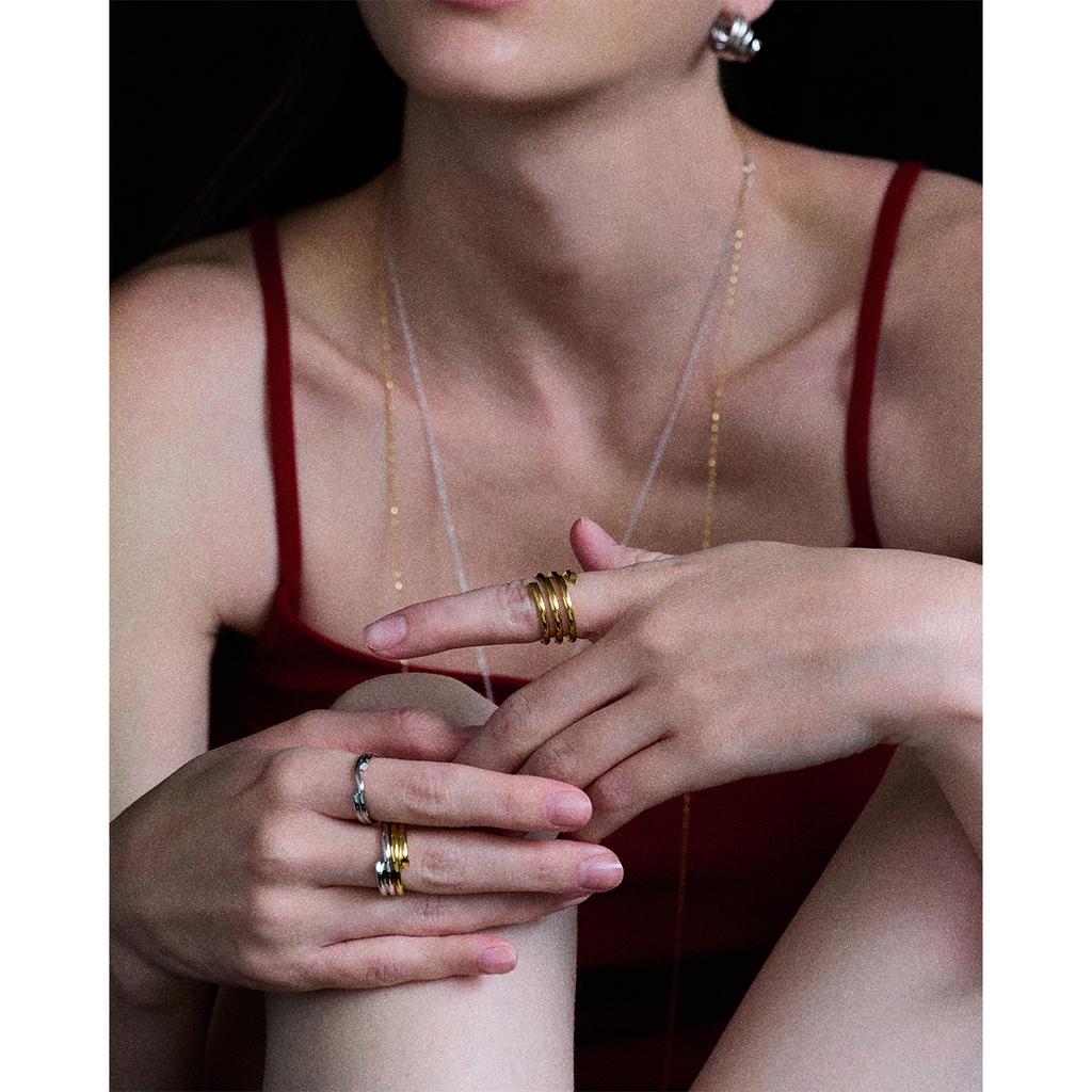 Yori Modern Minimalist Smooth Stainless Steel Plain Ring Metal Stylish Statement Gold Plated Jewelry Waterproof