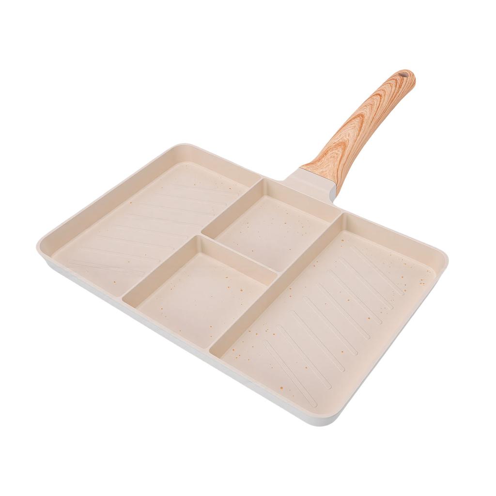 Nonstick Divided Grill Pan 4 Section Breakfast Pan Versatile Griddle Pan for Egg Steak Easy To Clean