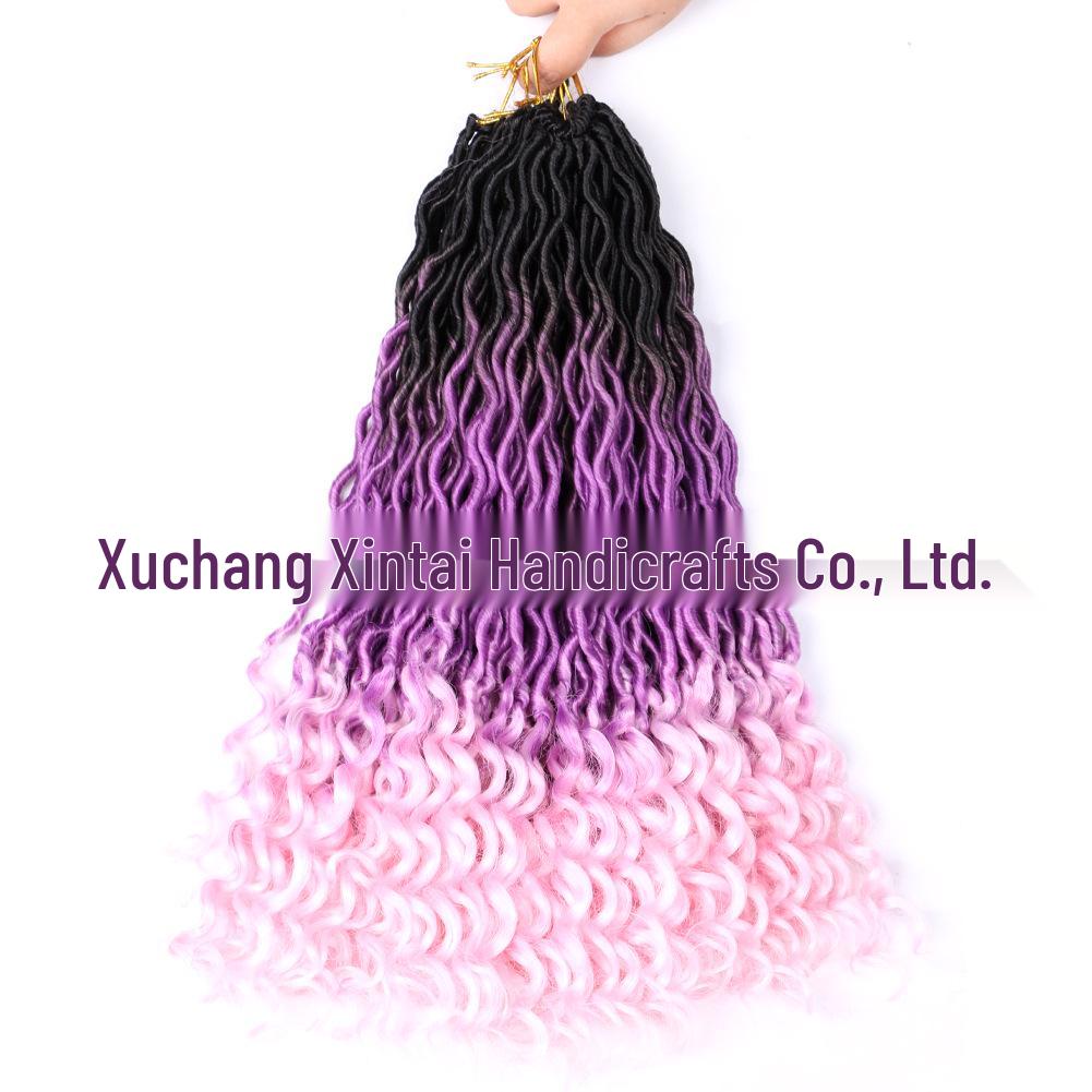 Farbverlauf Lange Lockige Perücke - Afrikanisch Europäisch Amerikanisch Faux Locs Synthetische Faser Extensions