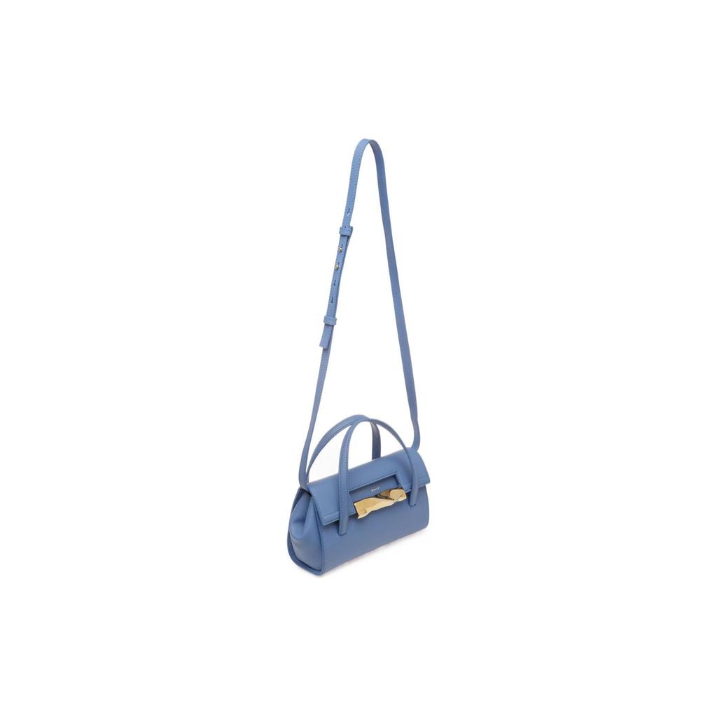 Bally Solid Color Logo Flap Baroque Leather Mini Shoulder Tote Bag Women Bags Blue 6304728