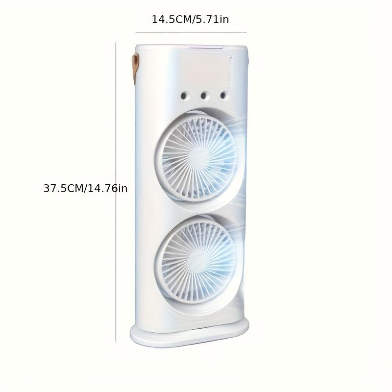 1PC USB Portable Dual Fan Air Cooler with Cooling Mist Humidifier Function Desktop High-Power Fan for Office, Dormitory Home Use