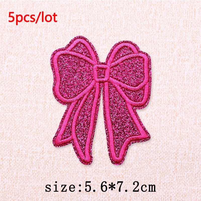 5Pcs/Lot Glitter Butterfly Bow Iron on Patches - Embroidered Patches on Clothes Bags Hats Jackets Decor
