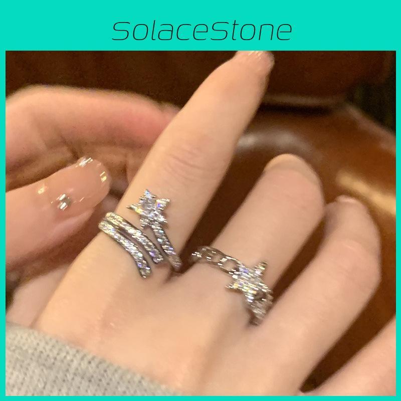 Stunning Geometric Design Adjustable Ring Featuring Sparkling Zircon For Women