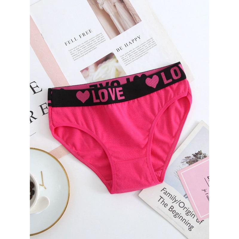 Ladies Spring and Summer Simple Love Comfortable Breathable Sports Waist Triangle Briefs