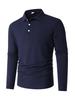 European American Men's Knit Lapel Long Sleeve Polo Shirt