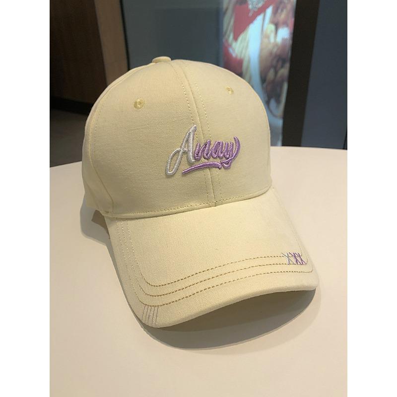 Hat female versatile face small wide brim big head circumference embroidery baseball cap hard top sunshade sun protection cap men