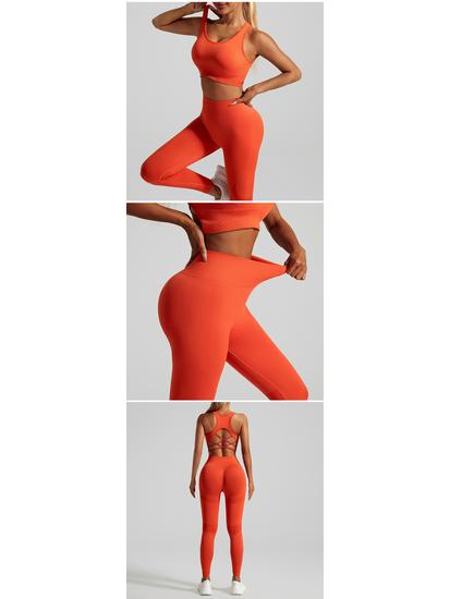 Dames Sømløs Vakker Rygg Yoga-drakt over landegrenser med Høy midje Fersken Rumpe Bukser