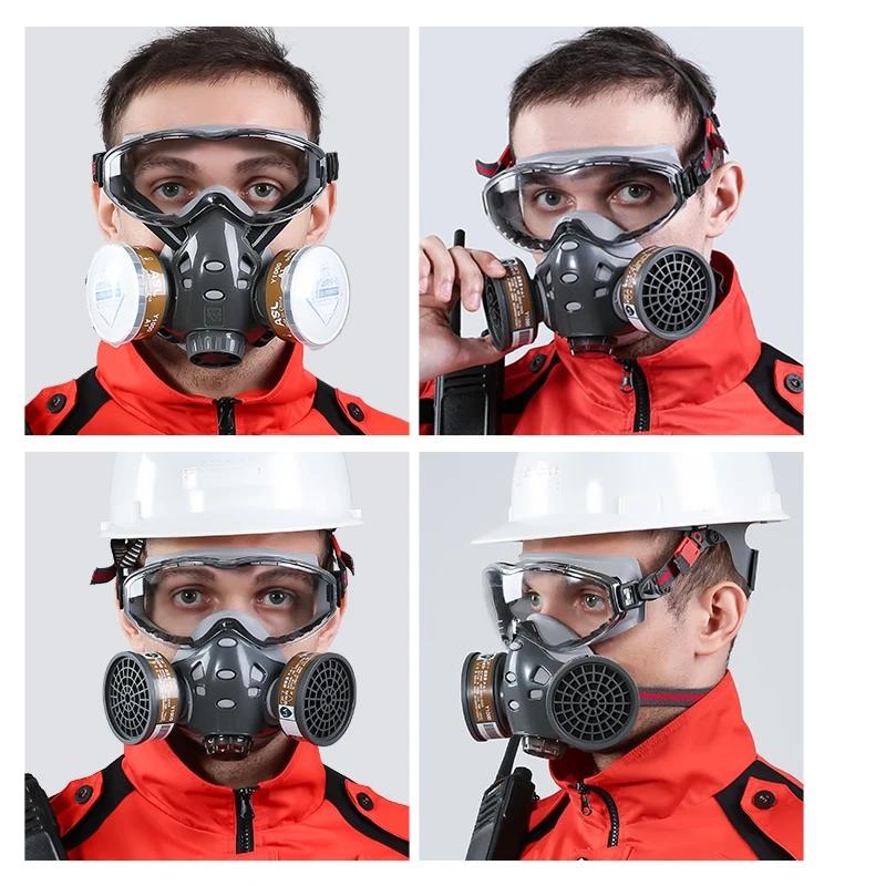 Plnoplynová maska ​​PA-1 Chemický respirátor s bezpečnostními brýlemi Prachotěsná obličejová maska ​​pro práci Bezpečné stříkání Malování Organické výpary