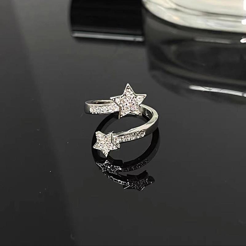 Elegant Double Layer Star Design Ring For Women With Dazzling Hollow And Trendy Geometry J3196
