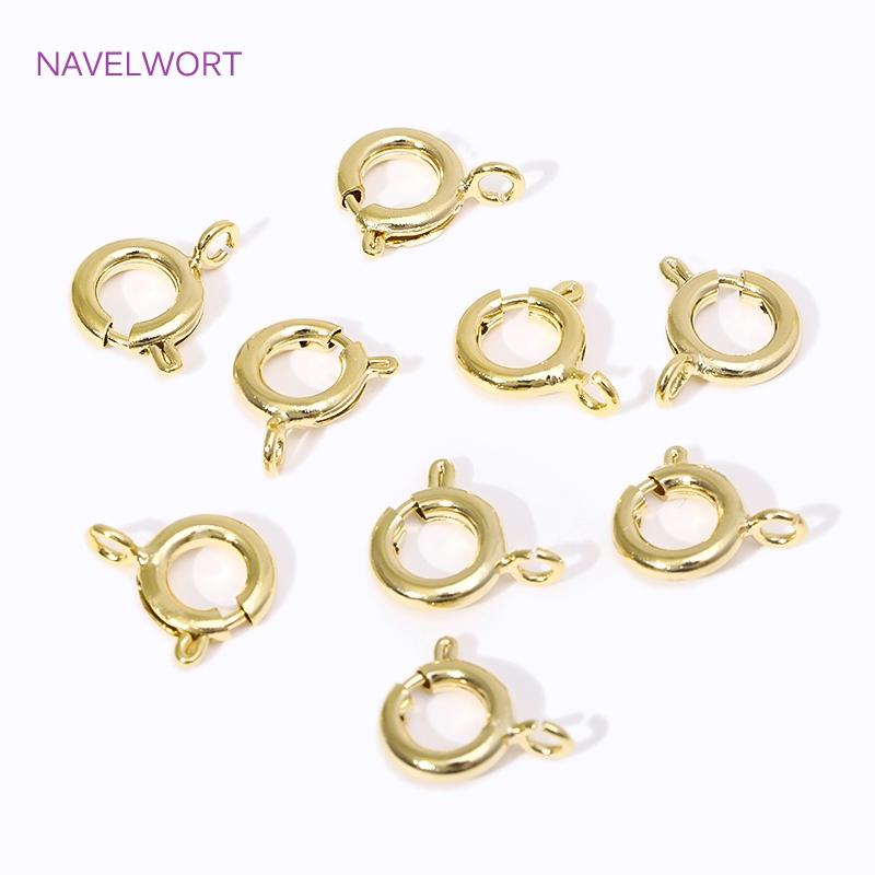 14K/18K Gold Plated Brass Spring Clasps,5/5.5/6/7mm Round Spring Clasps Connector,Clasps For Bracelets ,DIY Jewelry Accessories