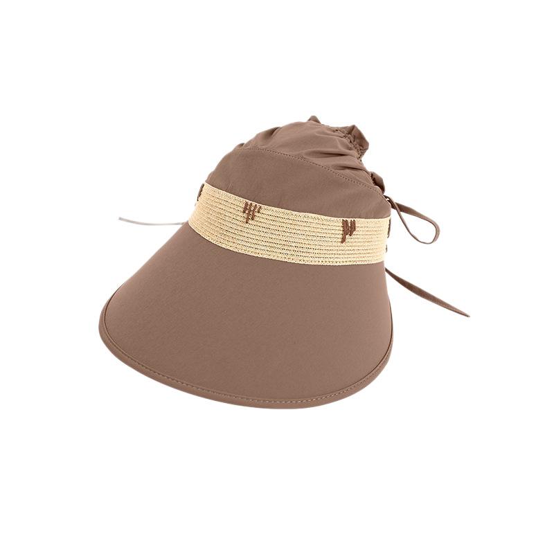 Women Summer Sun Hat Wide Brim Straw Weave Hollow Top Breathable UPF 50+ Outdoor Fashion