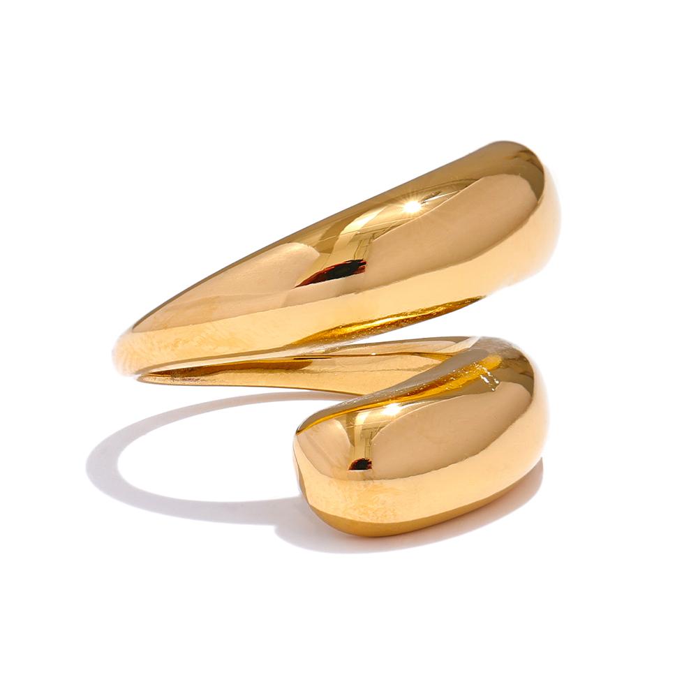 

Yhpup Chic Unique Stainless Steel Unusual Ring Water Resistant 18K PVD Plated Simple Sleek Metal Fashion Jewelry Bijoux Gift resizable