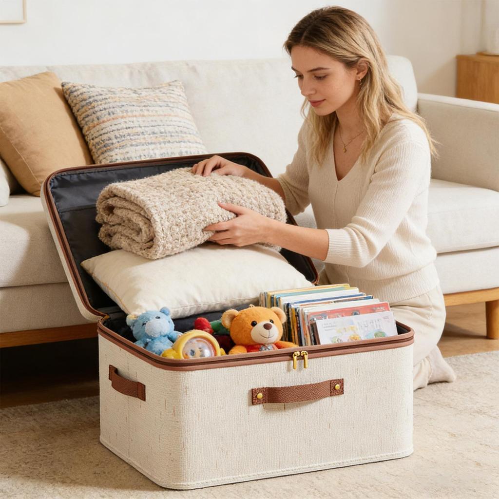 Clothes Storage Bins Foldable Large Capacity Breathable Cloth Box Cloth Storage Cubes for Sweater Towel Dress Home Living Room