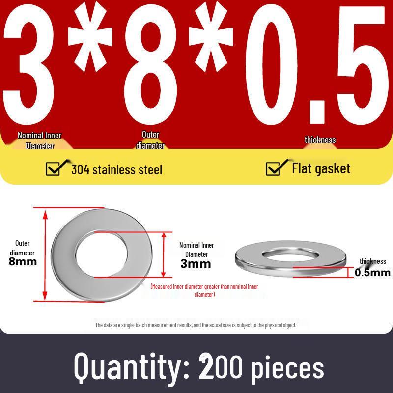 Plochá podložka z nerezové oceli 304 pro nastavení vůle hřídele (0,1/0,2/0,3 mm)