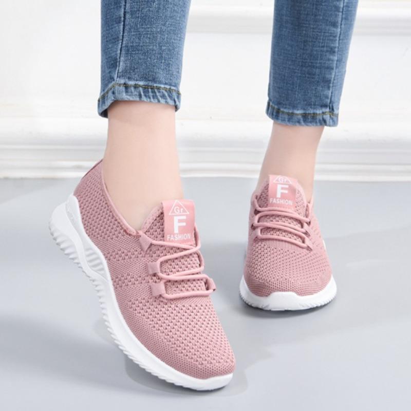 Women Fly Woven Mesh Running Shoes, Lightweight Breathable Casual Sneakers