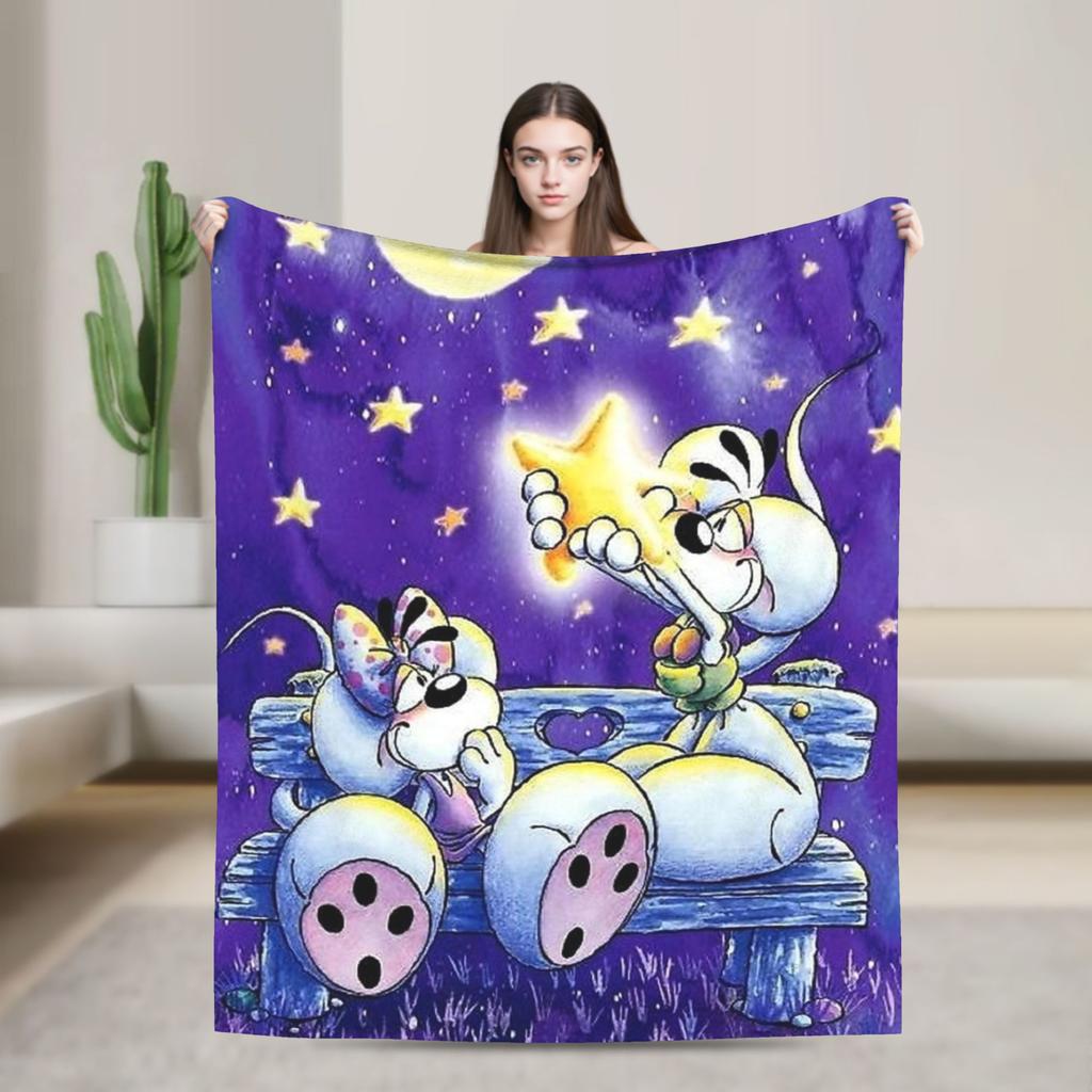 D-Diddles Blankets Flannel Diddl Catoon Soft Throw Blankets for Bedding Couch Bedroom Quilt