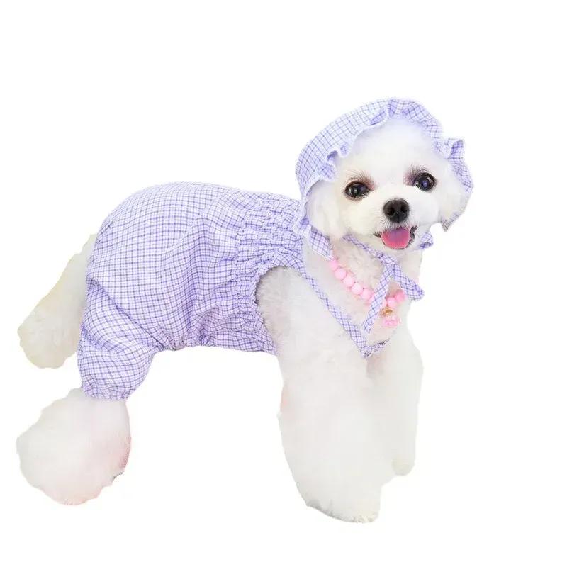 Summer Dog Clothes Overalls Jumpsuit Puppy Small Dog Costume Hat Yorkshire Pomeranian Shih Tzu Maltese Poodle Bichon Clothing