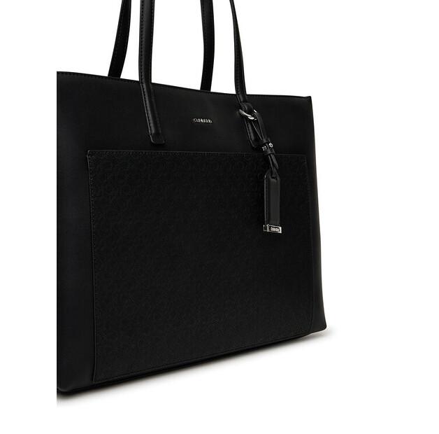 Handbag Calvin Klein Ck Must Aop Medium Shopper W Poc LV04F3225G Black
