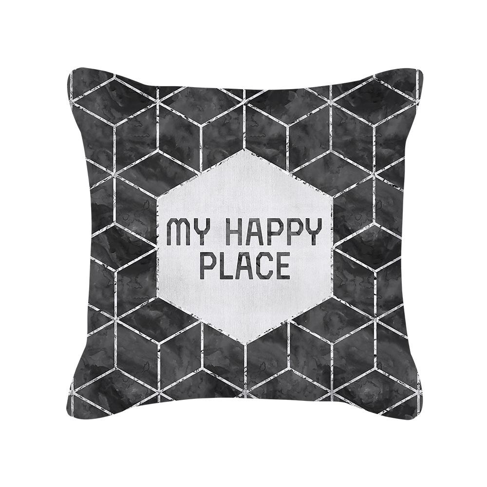

Nordic Silver Gray Geometric Print Square Peach Skin Pillow Cushion Cover 45 * 45cm