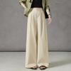 Demana Women's 100% Cotton Pleated Wide-Leg Casual Pants