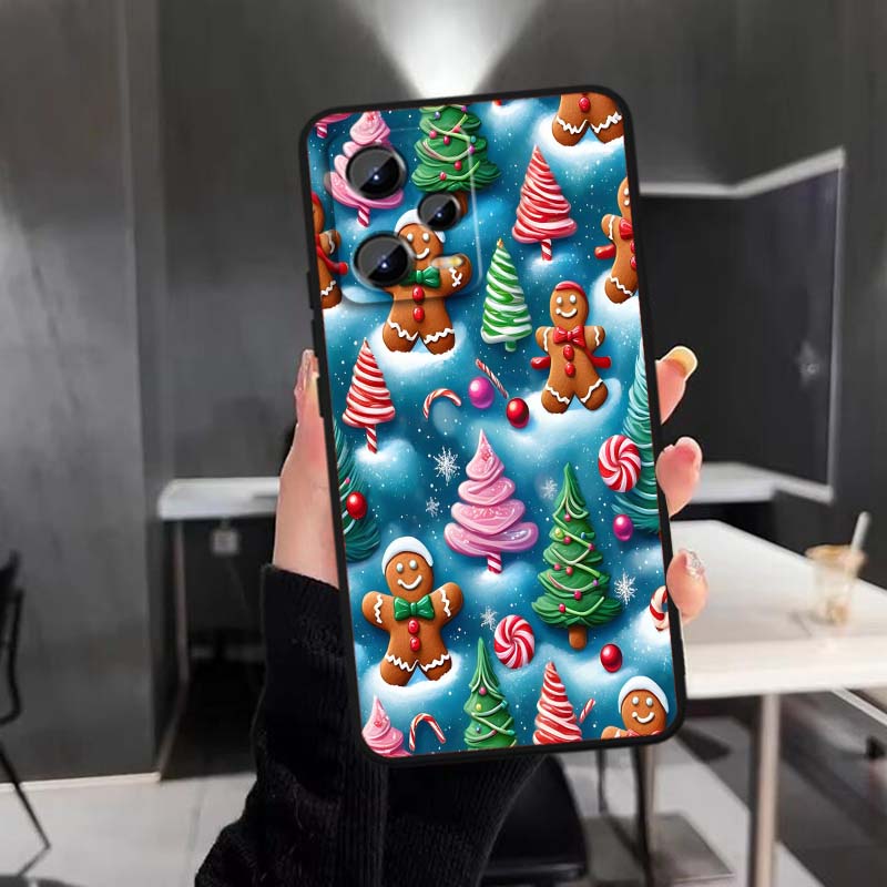 Christmas cartoon pattern For Xiaomi Redmi Note 15 14 13 12 12S 11E 11 11S Pro Plus 4G 5G Black Soft TPU Phone Case