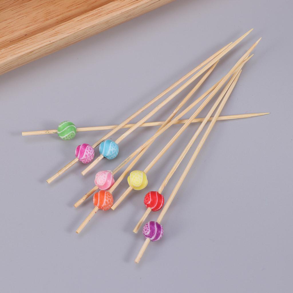 100Pcs Bamboo Fruit Picks Handmade Creative Cocktail Sticks Elegant Bar Party Appetizer Picks for Home Club Ktv