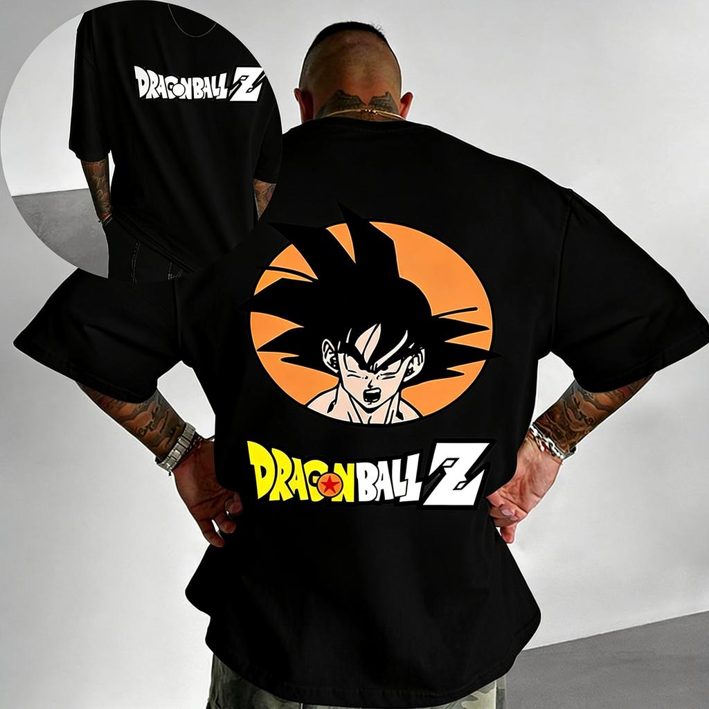 New Dragon Ball Anime Trendy Casual Printed Heavy Cotton Short Sleeved Tshirt Mens American Top