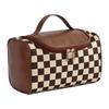 PU Leather Checkerboard Makeup Bag Hamburger Hamburger Travel Wash Bag  Outdoor