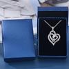 Huitan Fresh Double Heart Pendant Necklace Female Dazzling Love Wedding Jewelry for Women Chic Trendy Cubic Zirconia Accessories