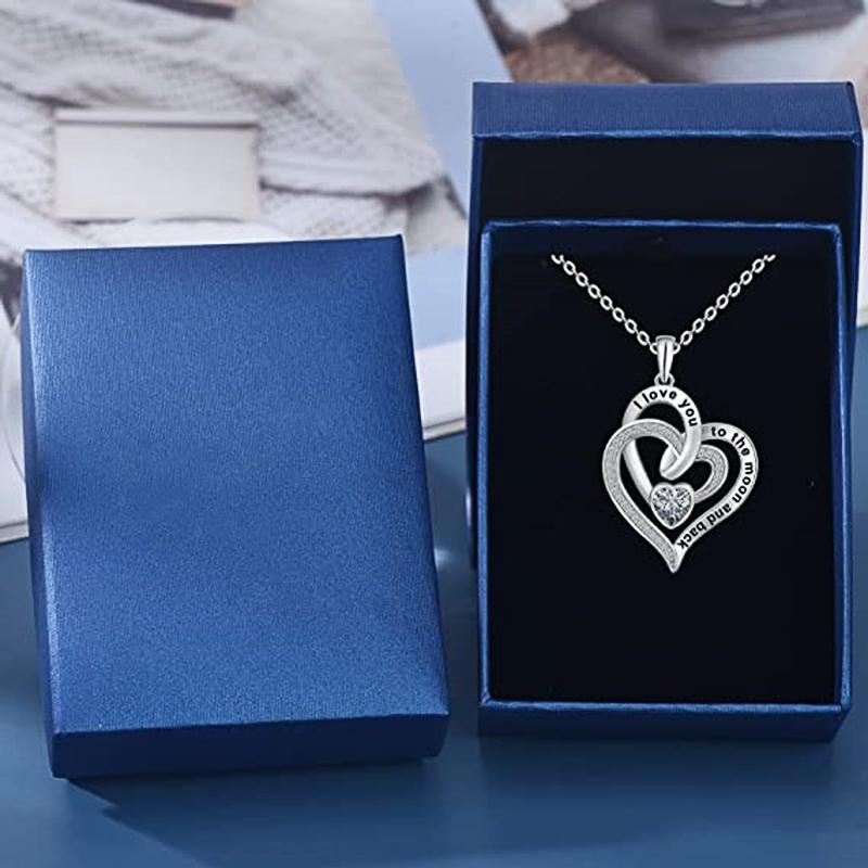 Huitan Fresh Double Heart Pendant Necklace Female Dazzling Love Wedding Jewelry for Women Chic Trendy Cubic Zirconia Accessories