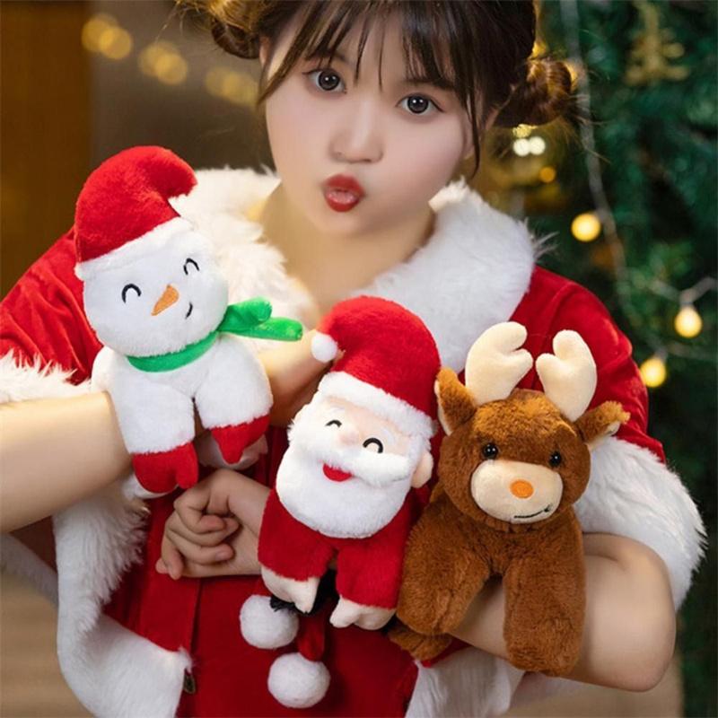 Slap Band Christmas Santa Plush Toy Cute Snowman Wristband Cartoon Gifts Decor