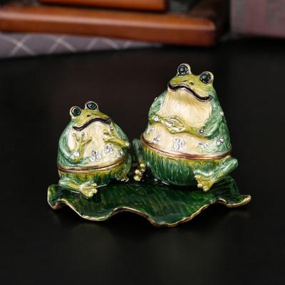 Delicate Diamond-encrusted Frog Jewelry Box, Trinkets, Storage, Household Ornaments, Living Room Porch Ring, Stud Earrings, Flip Cover Storage