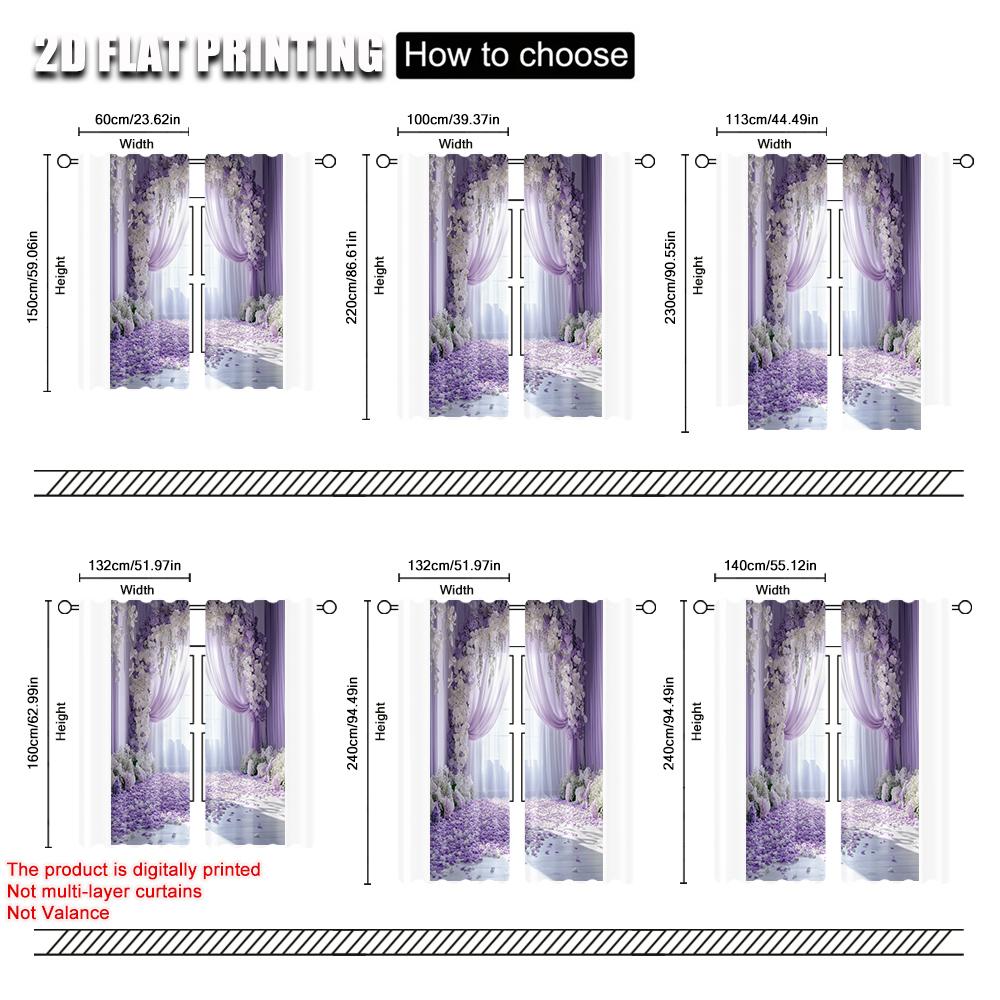 Set Of 2 Curtains Roller Blinds Print Light Purple White Peonies Polyester Without Rod Insulation Room Curtain Thermal