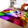 Living Room Earth 3D Visual Color Geometric Block Floor Mat Bedroom Living Room Kitchen Tea Table Anti Slip Rug Home Decoration