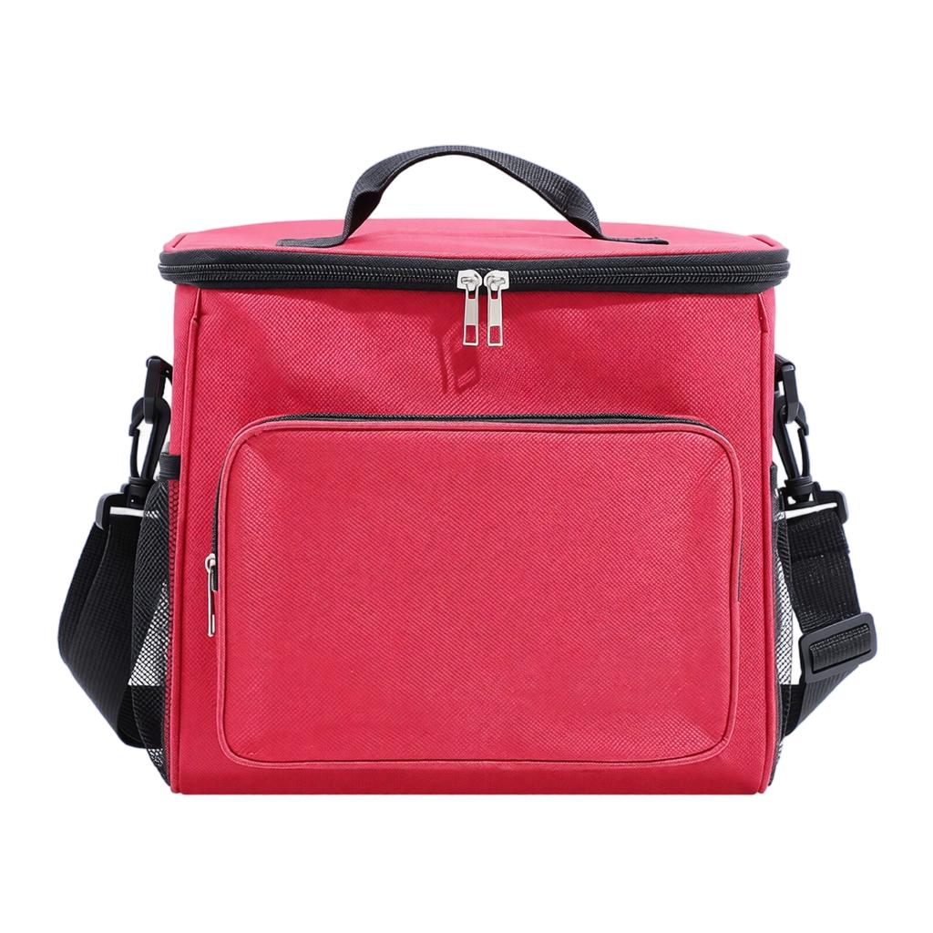 Portable Picnic Cooler Bag with Two-Layer Aluminum Foil Insulation Oxford Cloth Material Adjustable Shoulder Strap and Front Zipper Pocket