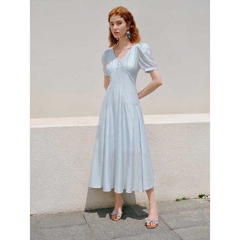 PEACEBIRD Women's French Elegant Waist-Cinching Midi Dress