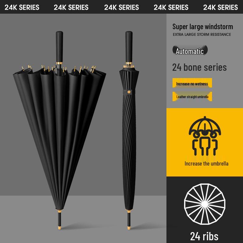 Women's High-End Automatic Long-Handled Umbrella with Straight Rod - Suitable for Rain or Shine and Men's Business Logo