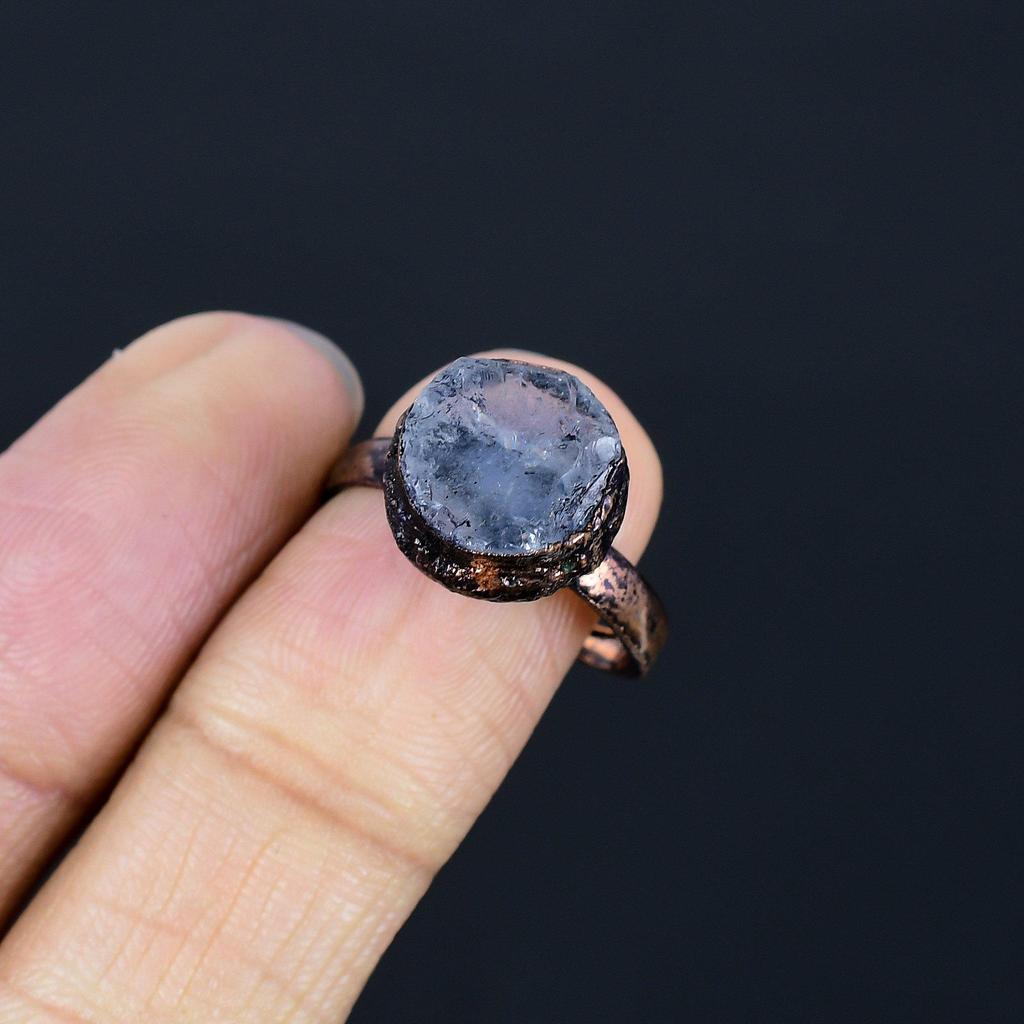 Tanzanite Handmade Gemstone Ring, Copper Electroformed Ring Antique Jewelry, Adjustable Ring Engagement Gift