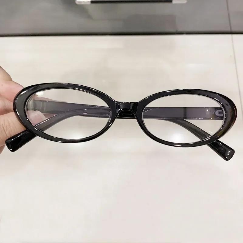 

Black Oval Framed Glasses for Women s Y2K Retro Narrow Shaped Glasses for Girls чёрный