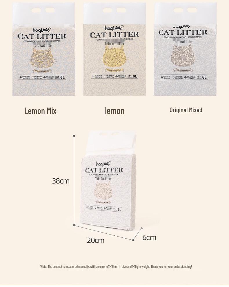 Green Tea Tofu Cat Litter 6L - Flushable, Dust-Free, Deodorizing Mixed Plant Formula