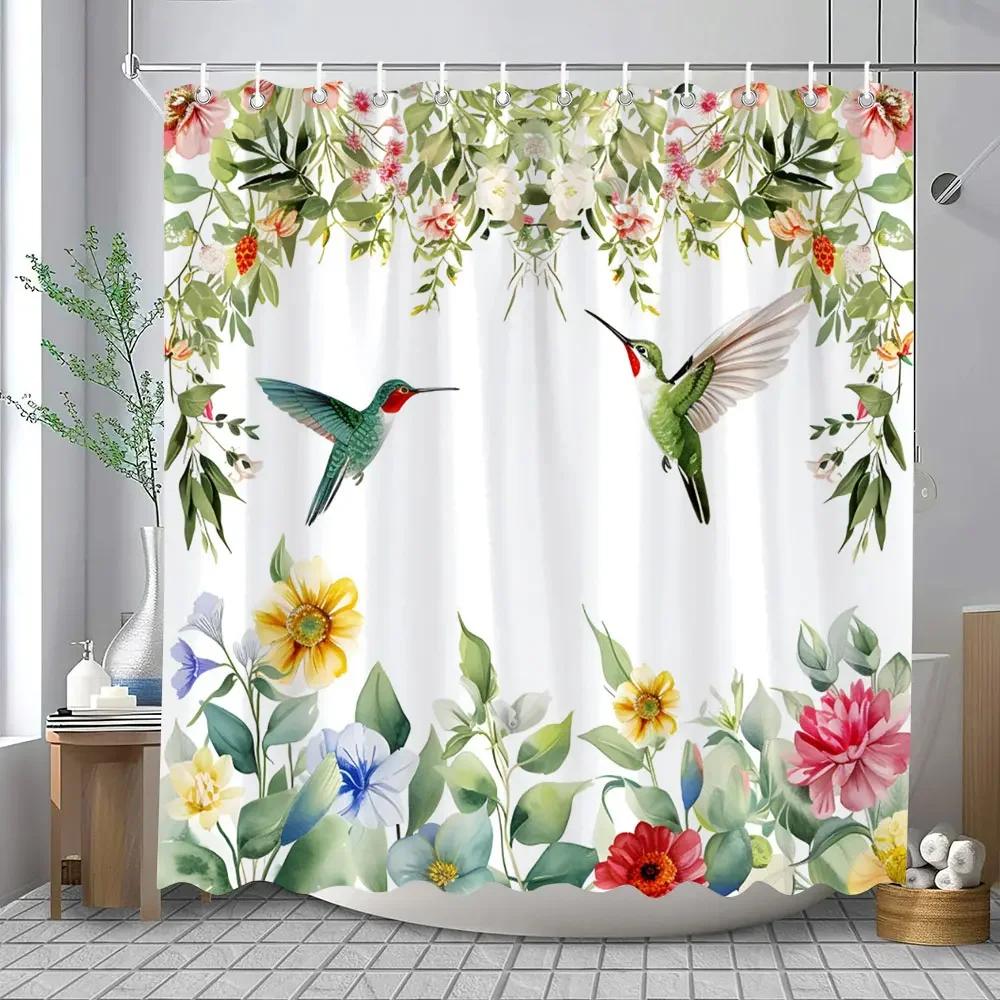 Květinová sprchová závěs Květinová látka Sprchové závěsy pro rustikální vintage koupelnový dekor Koupelnové závěsy Akvarelový šik Cosmos