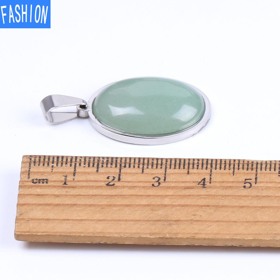 Oval Convex Natural Crystal Simple Pendant Necklace