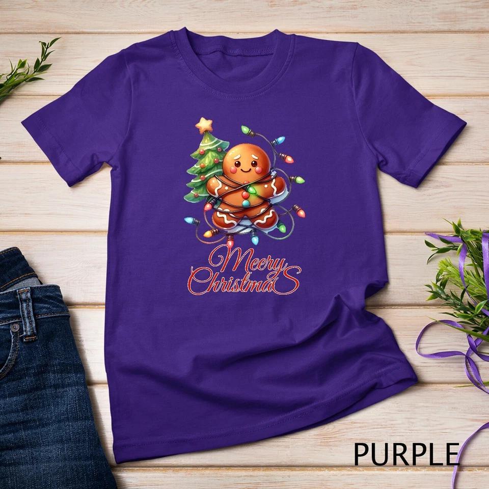 Adorable Gingerbread Celebrating Christmas #2 Funny Christmas Unisex T-shirt 12 2XL