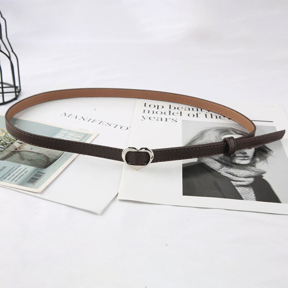 Luxury Design Non-Porous Buckle Waistband Love Heart Thin Waist Strap Chic Trouser Dress Belts