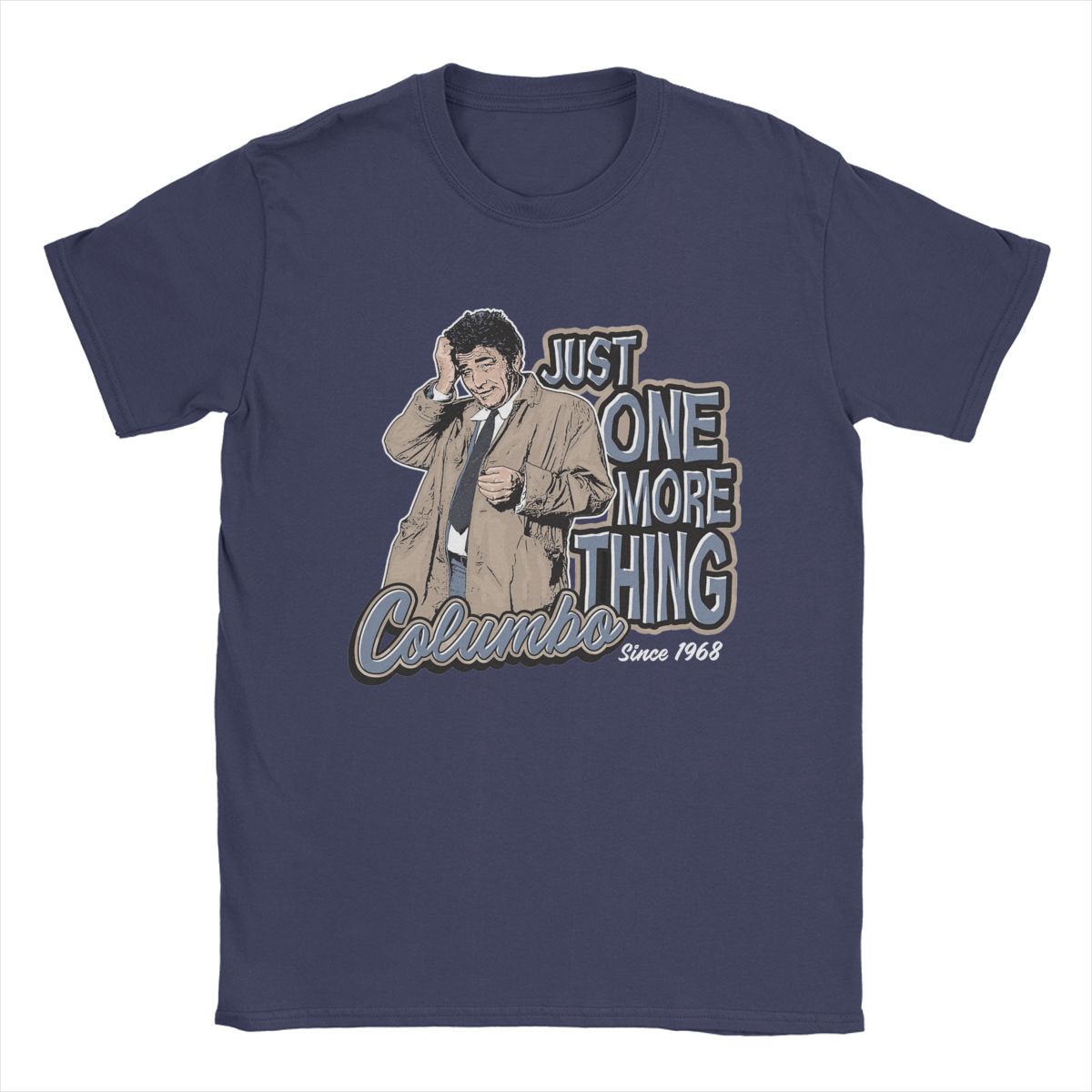 

Мужская футболка Columbo Just One More Thing, новинка, 100% хлопок, футболка с коротким рукавом, круглый воротник, топы с графикой S темно-синий