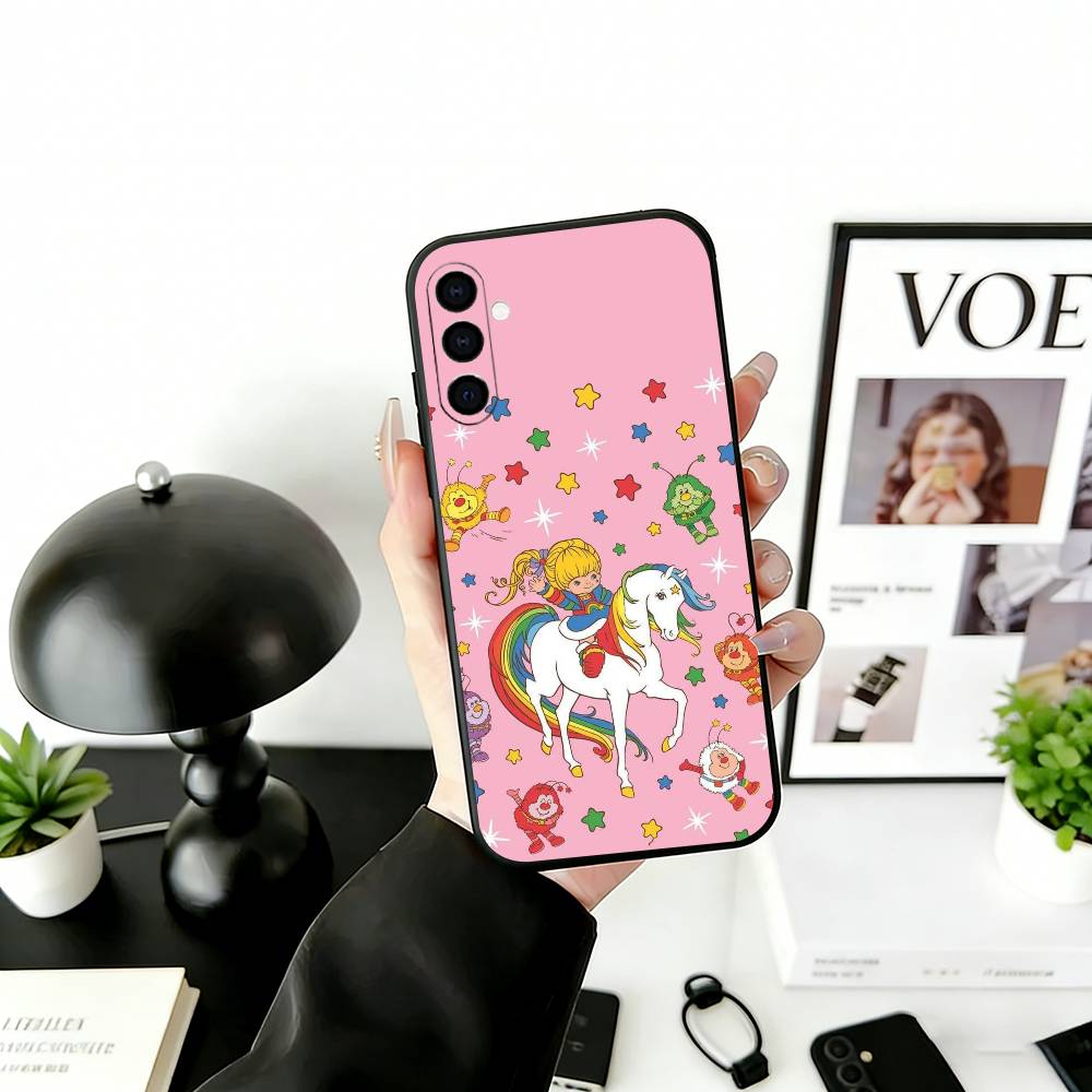 Cute Retro Rainbow Pony Phone Case For Samsung Galaxy A73,A72,A71,A70,A53,A52,A51,Soft Silicone Black Cover