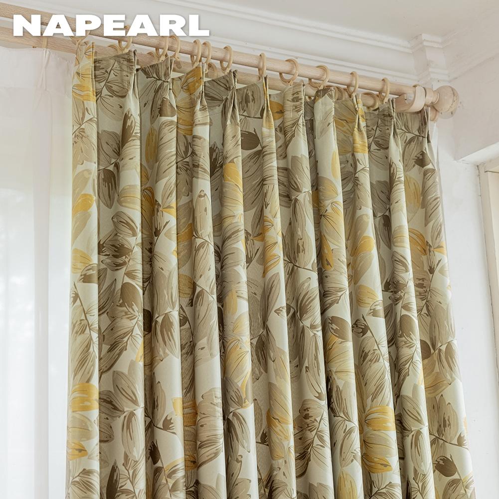 1PC NAPEARL Fresh and Healing Leaf Printed Curtains with 70-80% Shading for Bedroom Living Room Home Decor