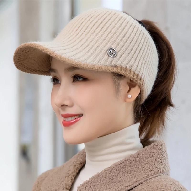 Hüte Für Frauen Herbst Winter Sport Leere Top Caps Weibliche Gestrickte Warme Baseball Kappe Mode Laufende Golf Sonnenhut